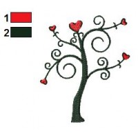 Hearts Tree Embroidery Design 02